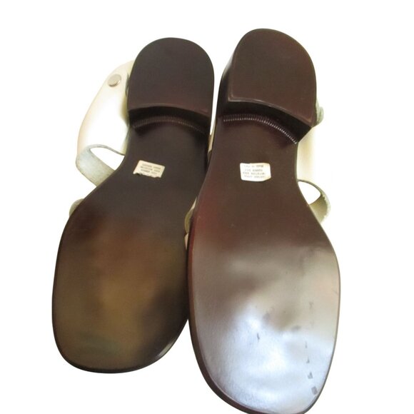 sz 5 Vintage Womens Italian White Leather Strappy Sandals With Buckle & Low Heel - Picture 5 of 13
